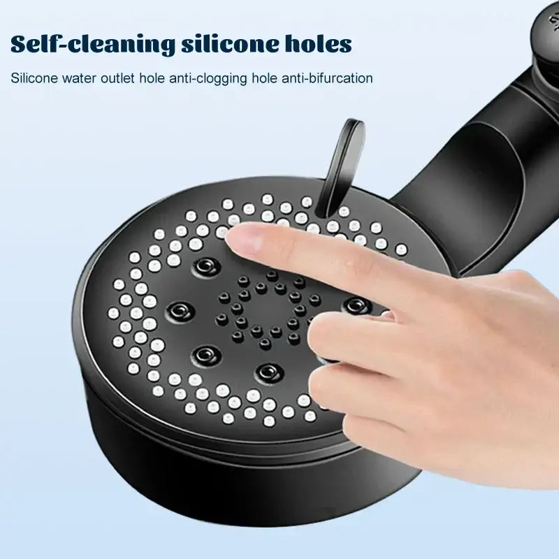 Matte black 5 mode high pressure shower head bathroom adjustable