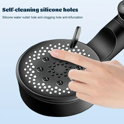 Matte black 5 mode high pressure shower head bathroom adjustable