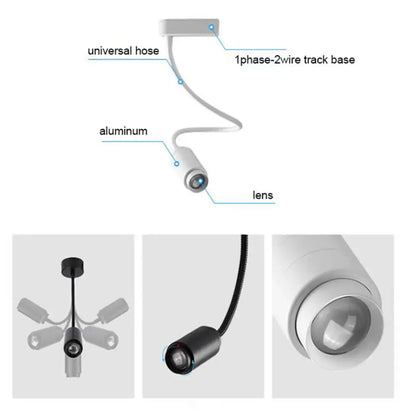 Matte black adjustable beam track light for store task lighting