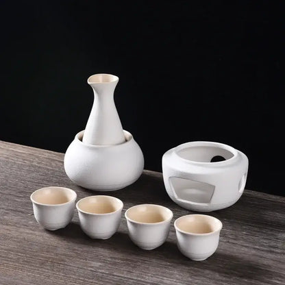 Matte black and light blue ceramic sake set dining room warmer kit
