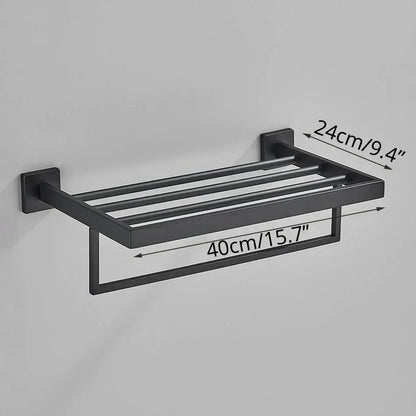 Matte black bathroom accessories set – bathroom towel rack and hooks