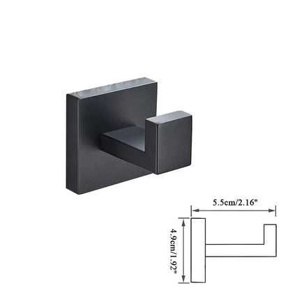Matte black bathroom accessories set – bathroom towel rack and hooks