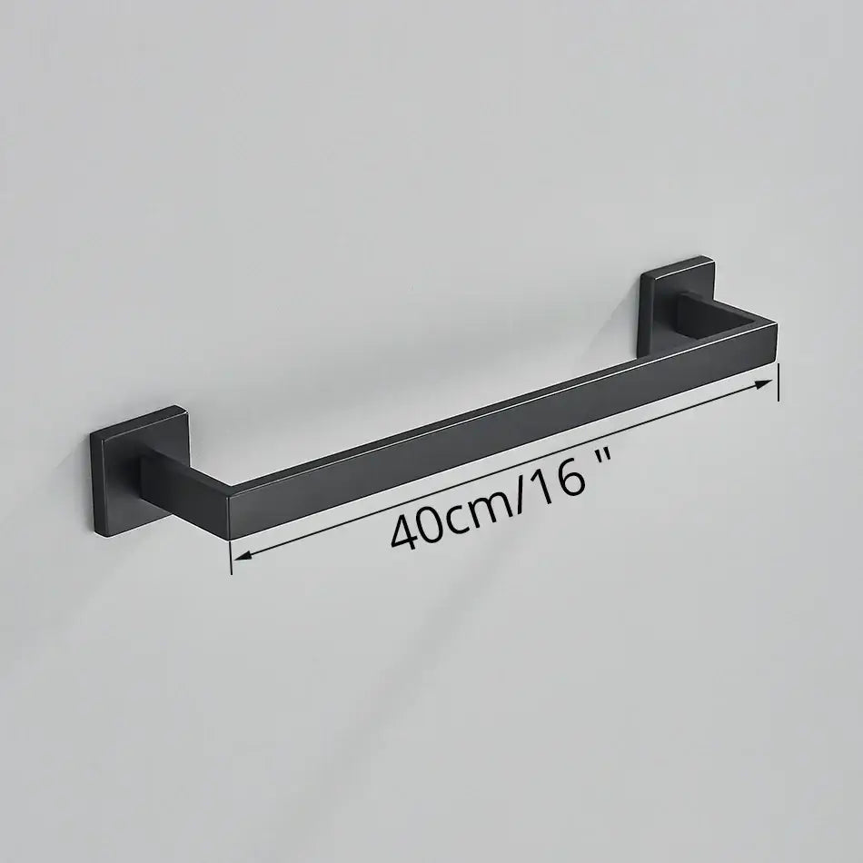 Matte black bathroom accessories set – bathroom towel rack and hooks