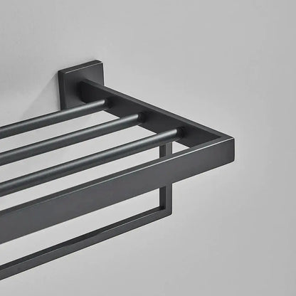 Matte black bathroom accessories set – bathroom towel rack and hooks