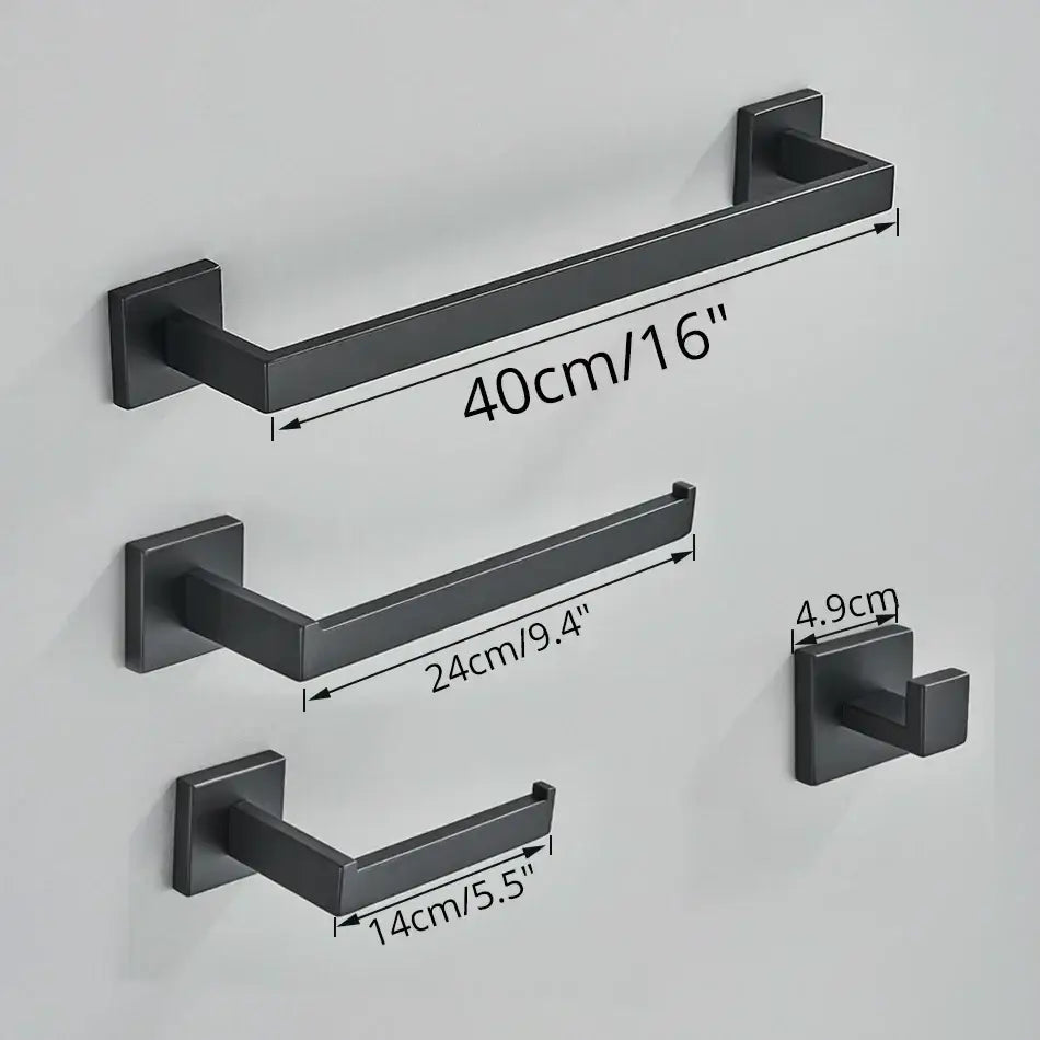 Matte black bathroom accessories set – bathroom towel rack and hooks