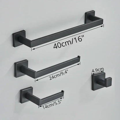 Matte black bathroom accessories set – bathroom towel rack and hooks