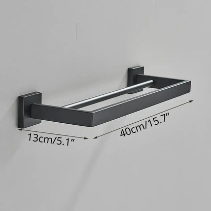 Matte black bathroom accessories set – bathroom towel rack and hooks