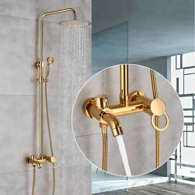 Matte black bathroom shower faucet with rainfall head and handheld spray