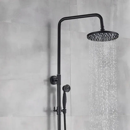 Matte black bathroom shower faucet with rainfall head and handheld spray