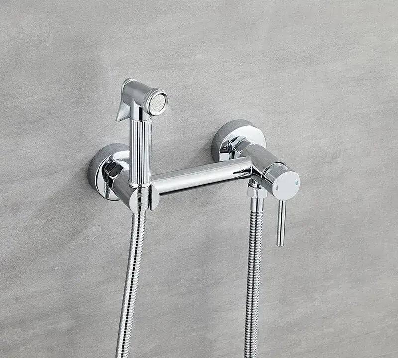 Matte black bidet faucet set with handheld sprayer for bathroom