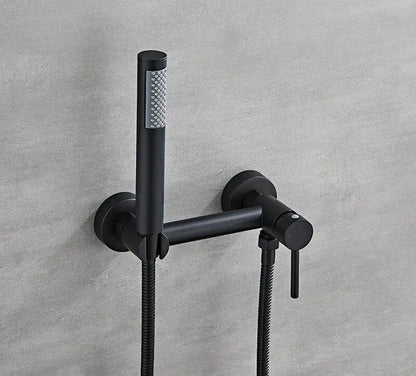 Matte black bidet faucet set with handheld sprayer for bathroom