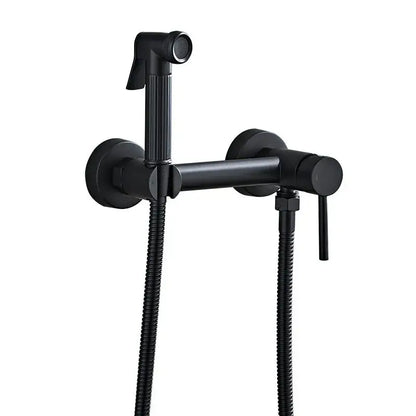 Matte black bidet faucet set with handheld sprayer for bathroom