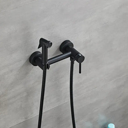 Matte black bidet faucet set with handheld sprayer for bathroom