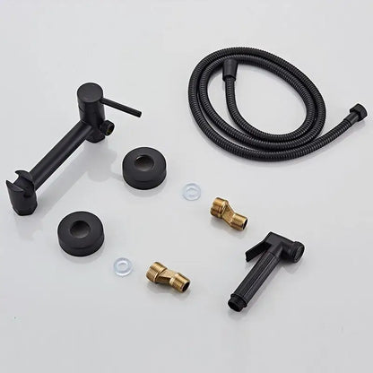 Matte black bidet faucet set with handheld sprayer for bathroom