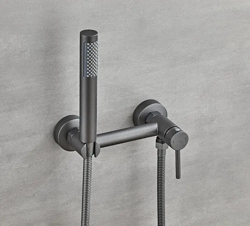 Matte black bidet faucet set with handheld sprayer for bathroom