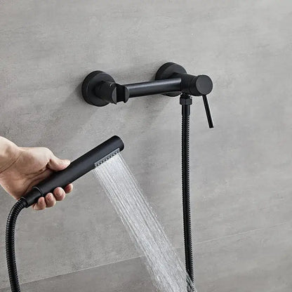 Matte black bidet faucet set with handheld sprayer for bathroom