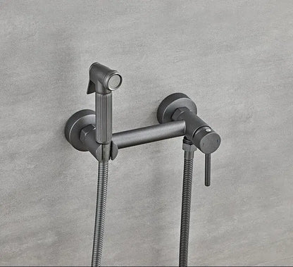 Matte black bidet faucet set with handheld sprayer for bathroom