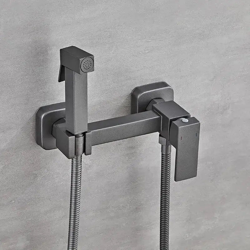 Matte black bidet faucet set with handheld sprayer for bathroom