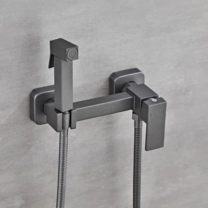 Matte black bidet faucet set with handheld sprayer for bathroom