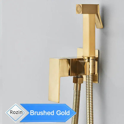 Matte black bidet faucet with handheld sprayer for bathroom