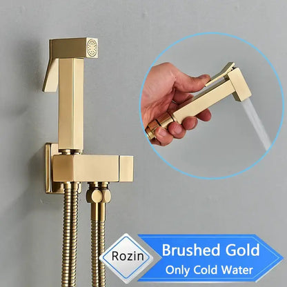 Matte black bidet faucet with handheld sprayer for bathroom