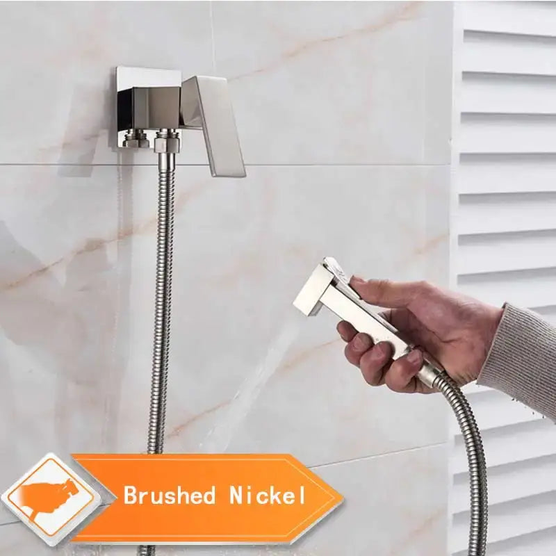 Matte black bidet faucet with handheld sprayer for bathroom