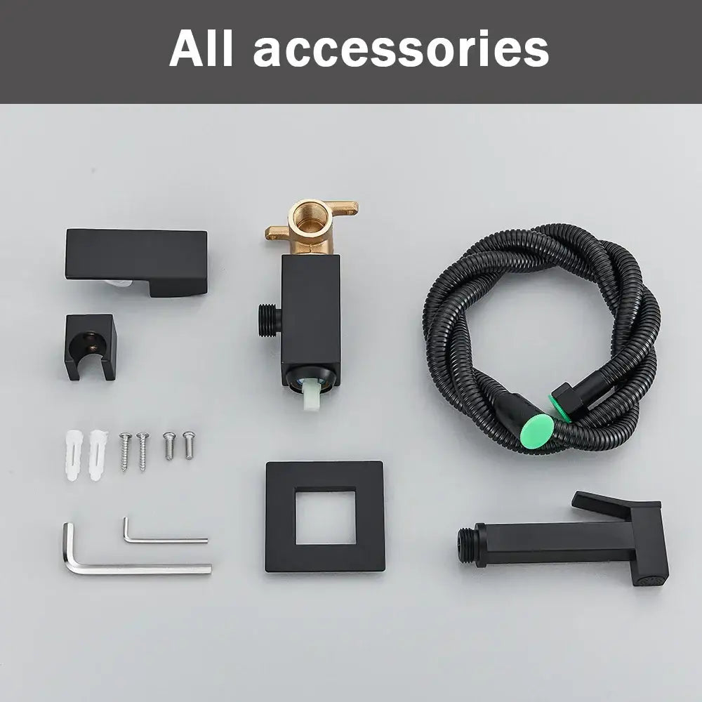 Matte black bidet faucet with handheld sprayer for bathroom