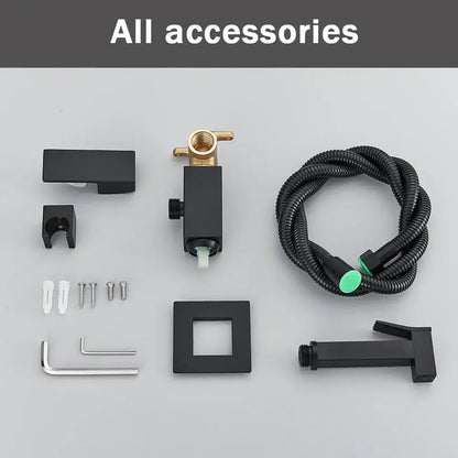 Matte black bidet faucet with handheld sprayer for bathroom