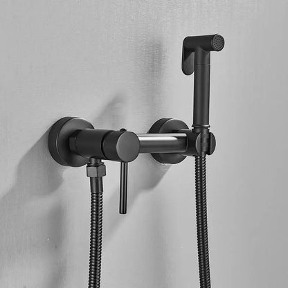 Matte black bidet faucet with handheld sprayer for bathroom