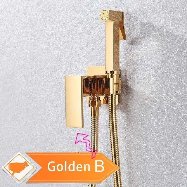 Matte black bidet faucet with handheld sprayer for bathroom