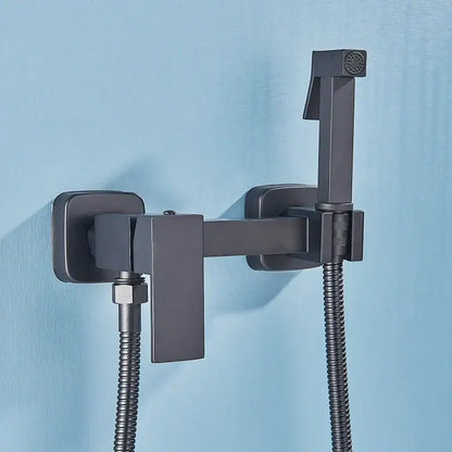 Matte black bidet faucet with handheld sprayer for bathroom