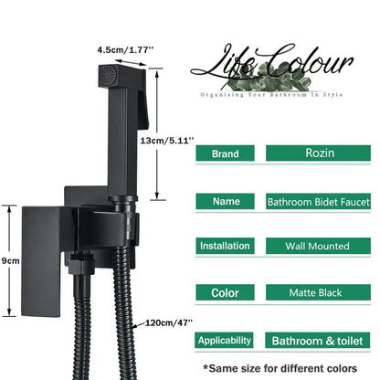 Matte black bidet faucet with handheld sprayer for bathroom