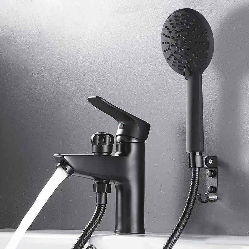 Matte black brass basin faucet with pull out spray – bathroom tap