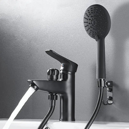 Matte black brass basin faucet with pull out spray – bathroom tap