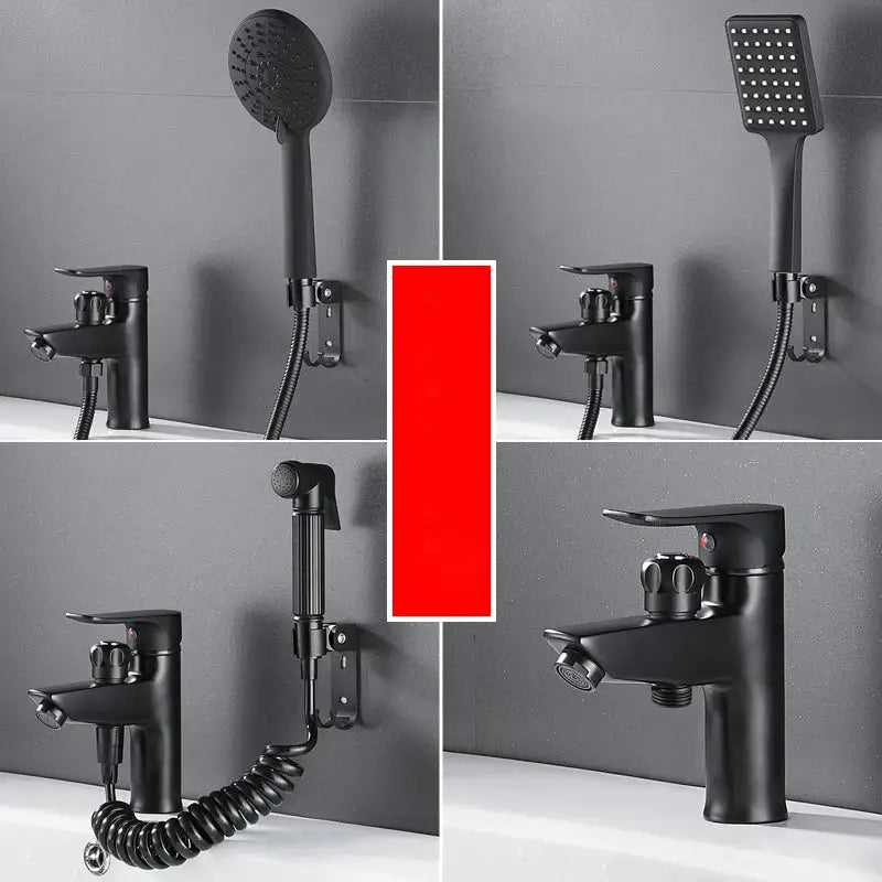 Matte black brass basin faucet with pull out spray – bathroom tap