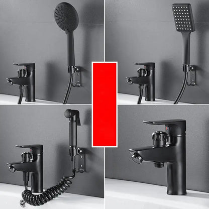 Matte black brass basin faucet with pull out spray – bathroom tap