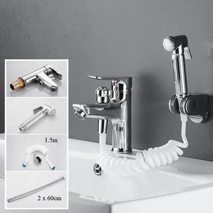 Matte black brass basin faucet with pull out spray – bathroom tap