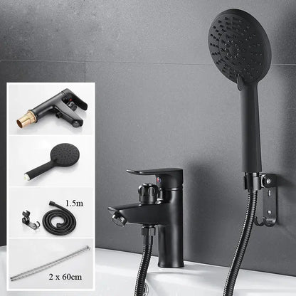 Matte black brass basin faucet with pull out spray – bathroom tap