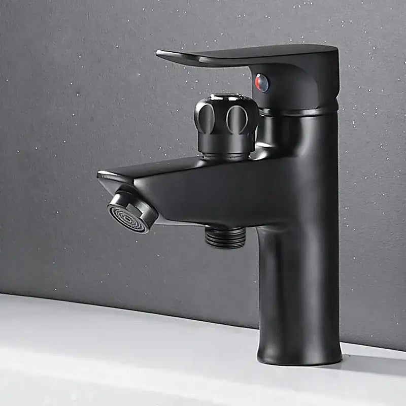 Matte black brass basin faucet with pull out spray – bathroom tap