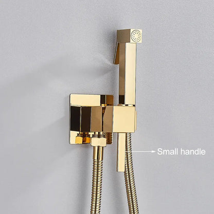 Matte black brass bidet faucet with handheld spray for bathroom