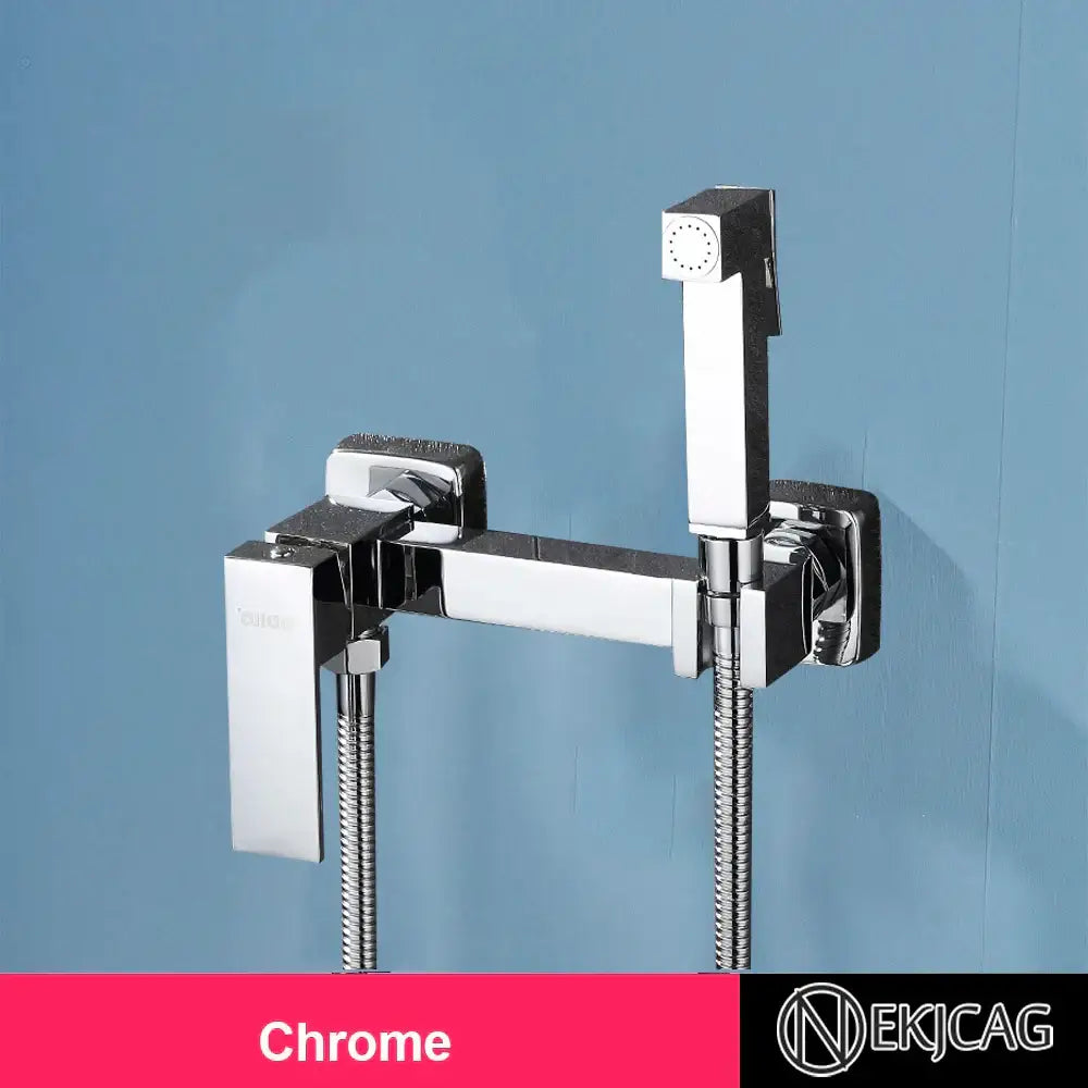 Matte black brass bidet sprayer – bathroom wall mounted hot cold mixer