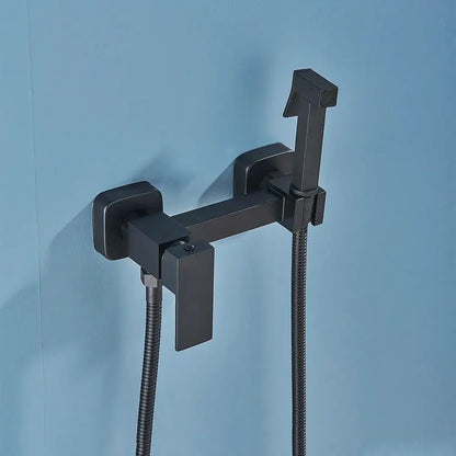 Matte black brass bidet sprayer – bathroom wall mounted hot cold mixer