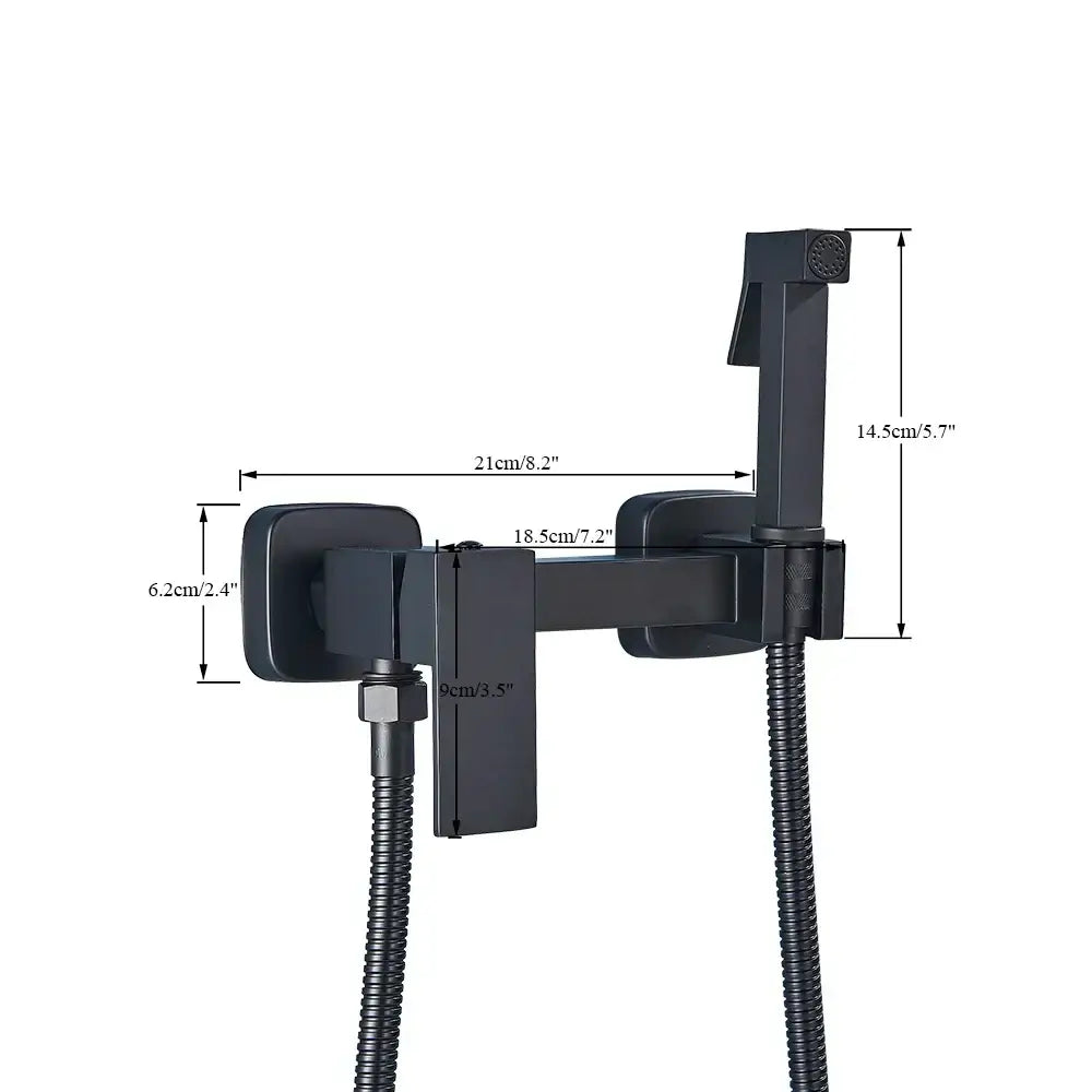 Matte black brass bidet sprayer – bathroom wall mounted hot cold mixer