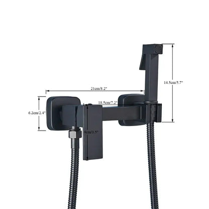 Matte black brass bidet sprayer – bathroom wall mounted hot cold mixer