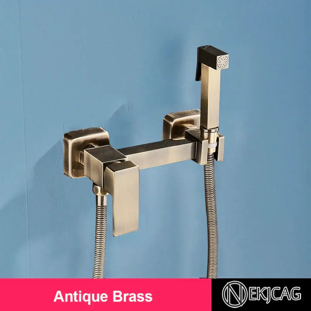 Matte black brass bidet sprayer – bathroom wall mounted hot cold mixer
