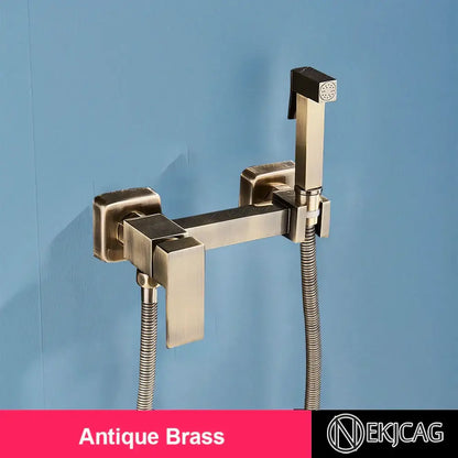 Matte black brass bidet sprayer – bathroom wall mounted hot cold mixer