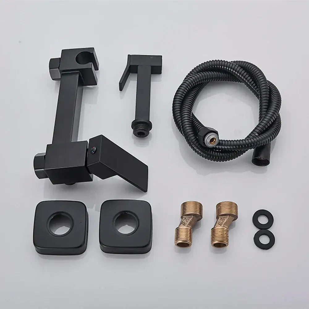 Matte black brass bidet sprayer – bathroom wall mounted hot cold mixer