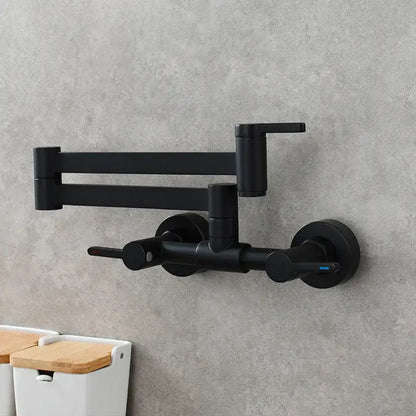 Matte black brass foldable pot filler tap kitchen wall faucet