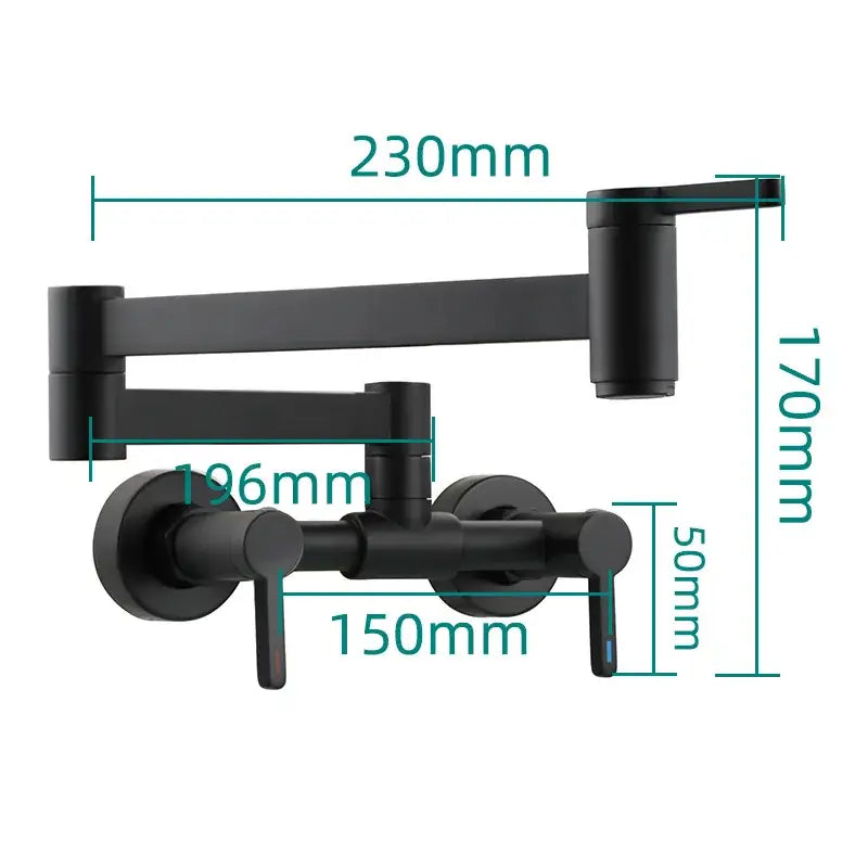 Matte black brass foldable pot filler tap kitchen wall faucet