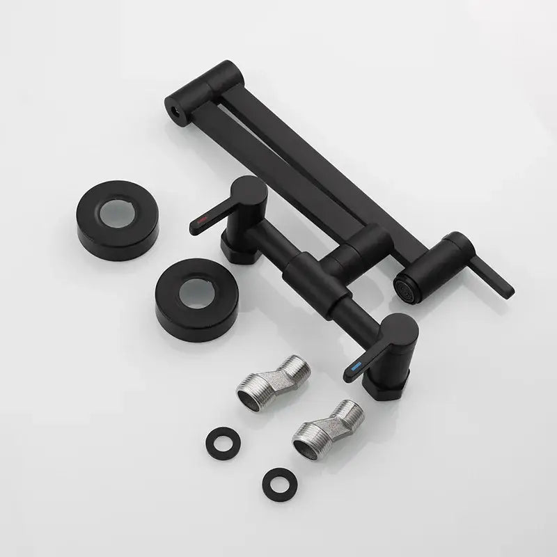 Matte black brass foldable pot filler tap kitchen wall faucet
